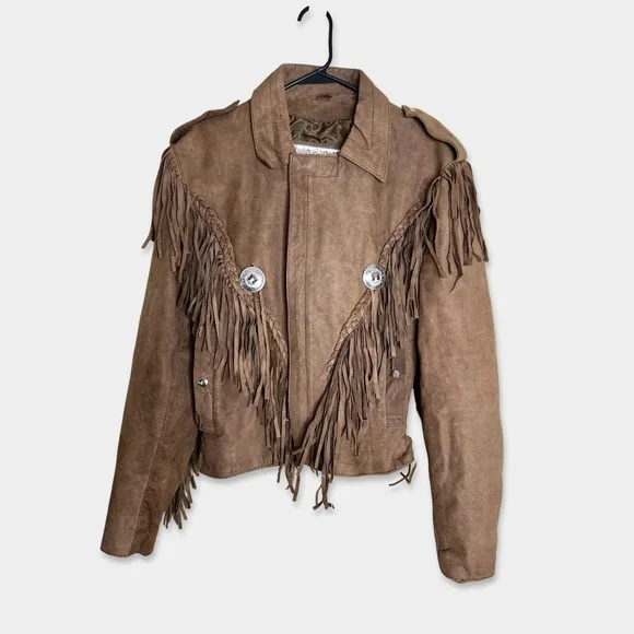 Vintage WILSONS Leather Fringe Jacket Open Road M Brown GUC - Picture 3 of 5